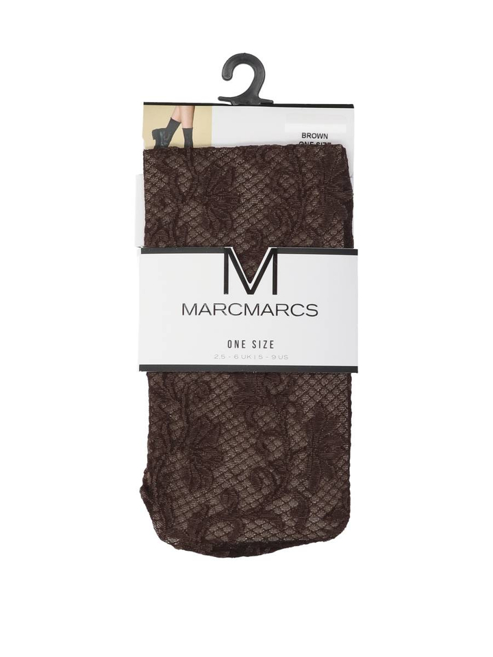 Donkerbruine pantysok met bloemenprint