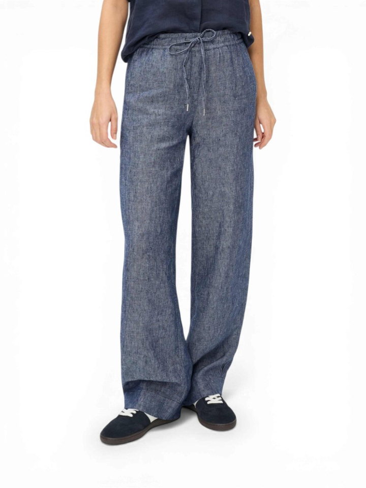 Blauwe losse linnen broek Brax