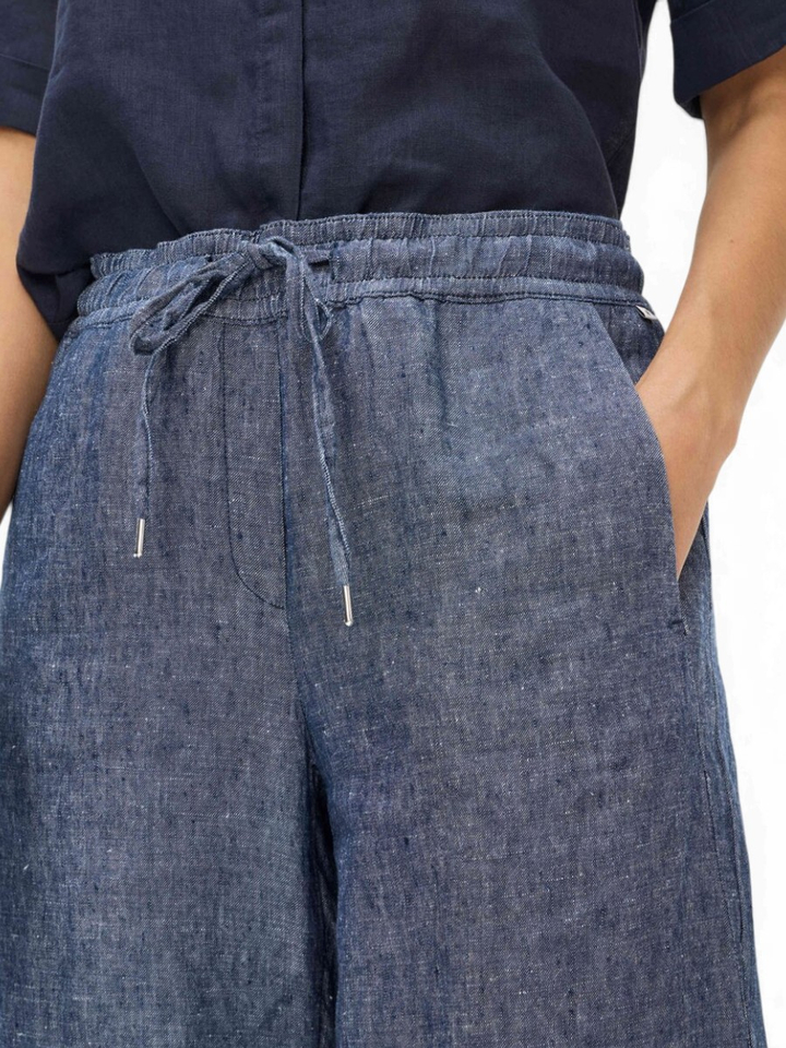 Blauwe losse linnen broek Brax
