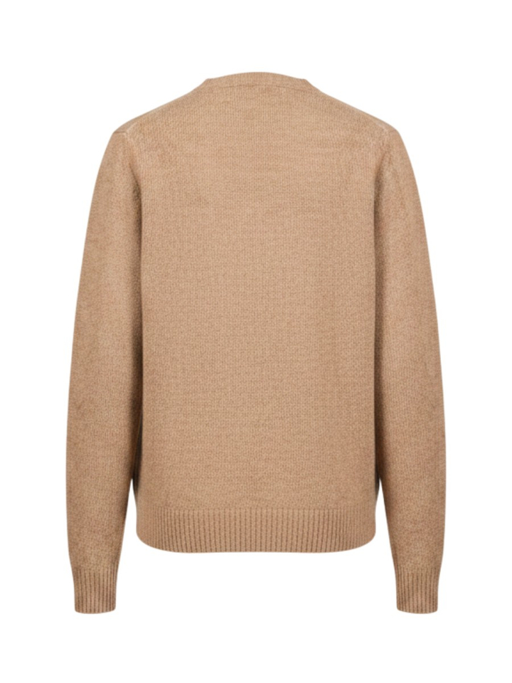 Beige met bruin geruite wollen trui Altobello