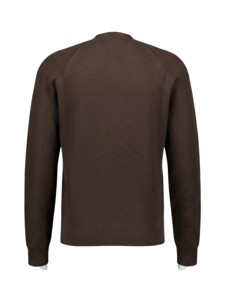 Donkerbruine gebreide trui in merino wol Altobello