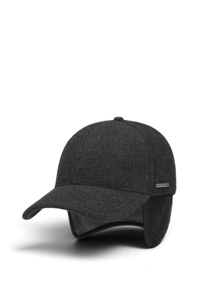 Donkergrijze wollen pet met oorlappen Stetson