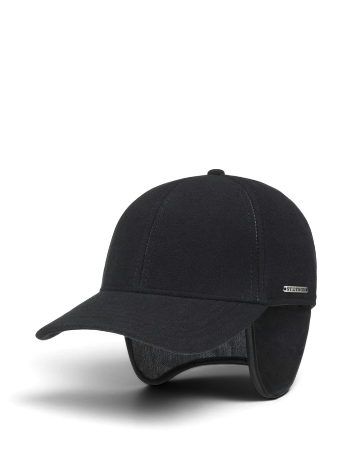 Donkerblauwe wollen pet met oorlappen Stetson 