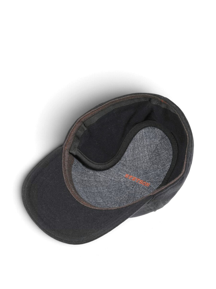 Donkerblauwe wollen pet met oorlappen Stetson 