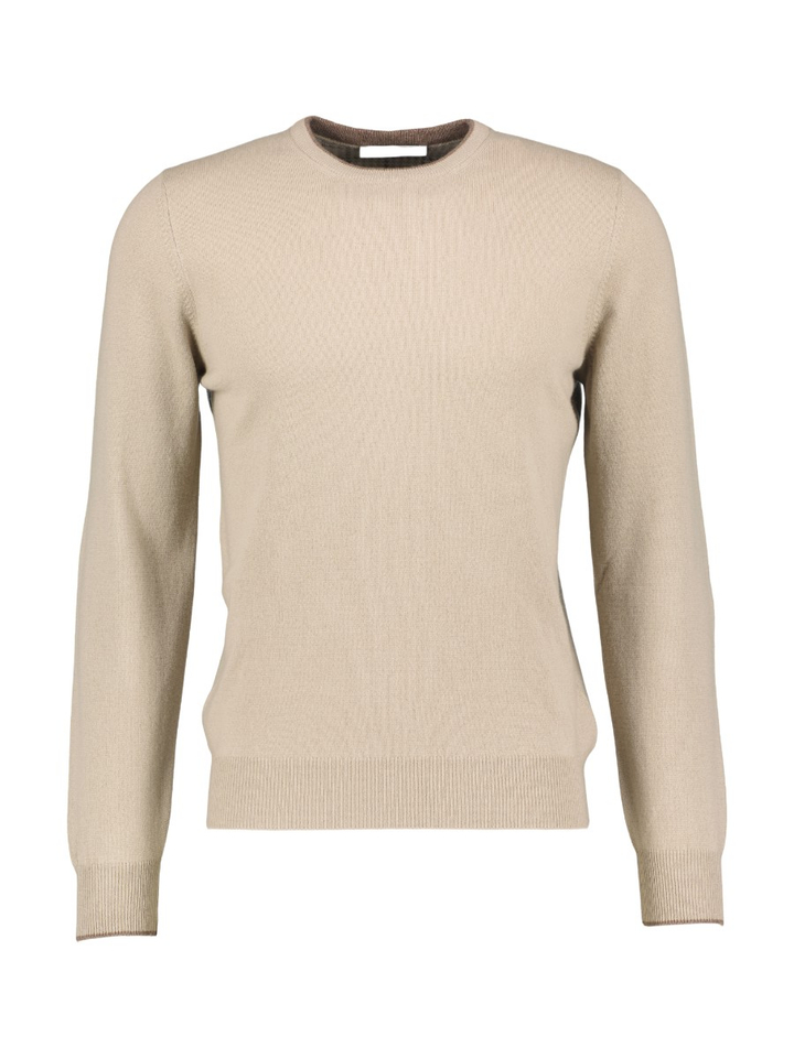 Taupe trui met ronde hals Gran Sasso