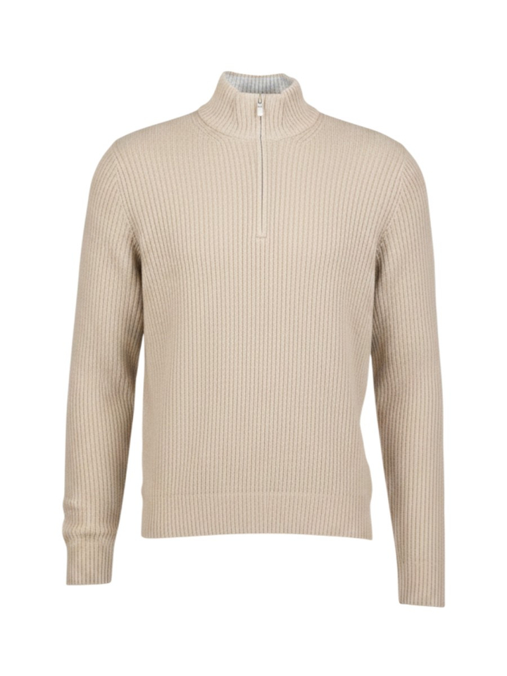 Taupe trui met korte rits Gran Sasso