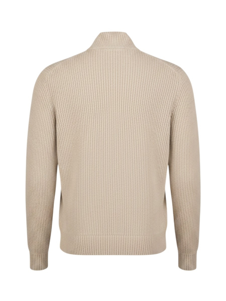 Taupe trui met korte rits Gran Sasso