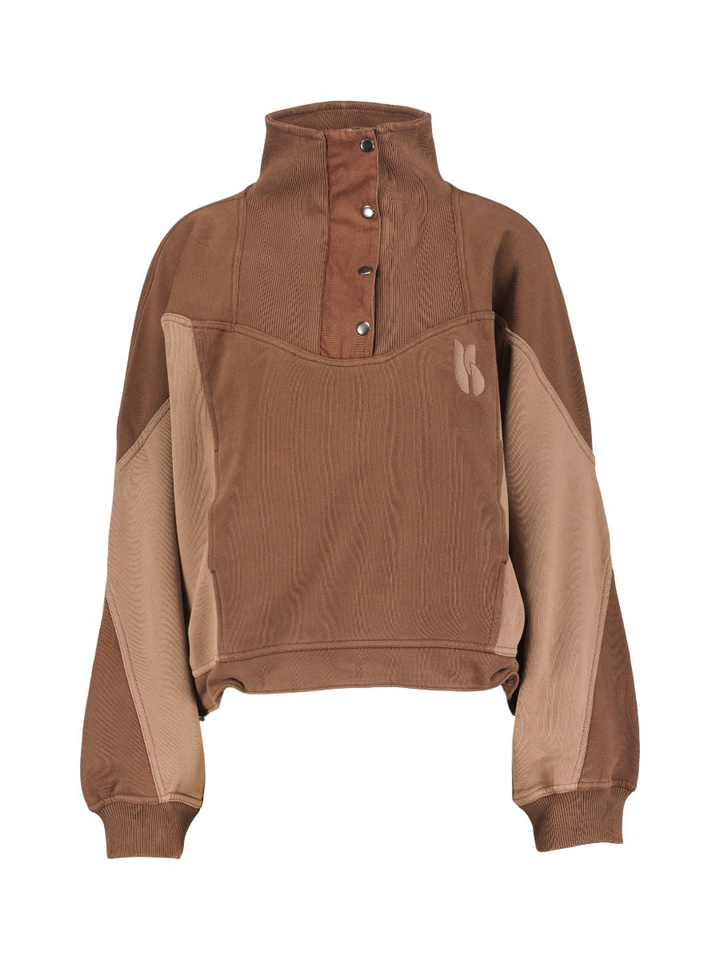 Bruine tweekleurige sweater met rits Jessy Ba&sh