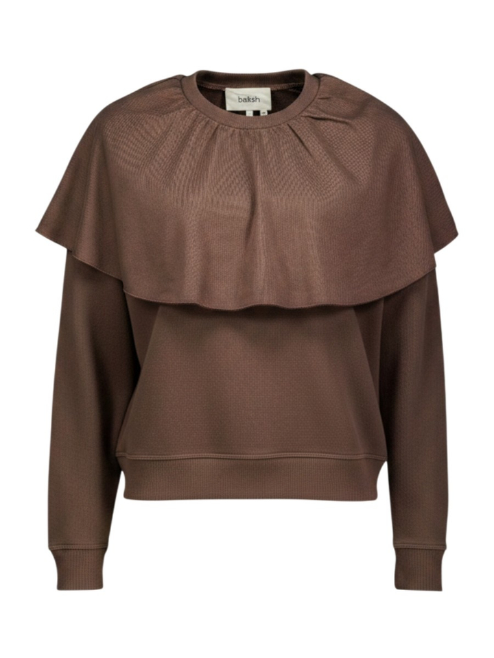 Bruine sweater cape met lichte plooien Dehina Ba&sh