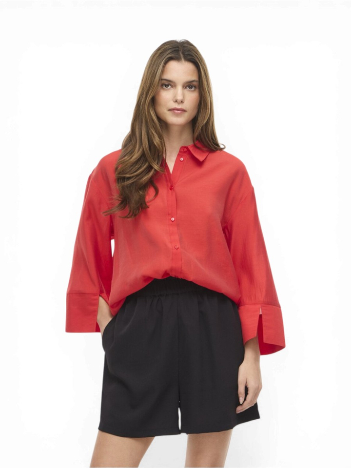 Rode blouse met driekwart mouwen Viaspyn Vila