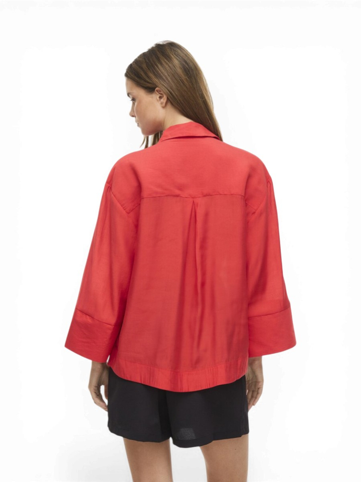 Rode blouse met driekwart mouwen Viaspyn Vila