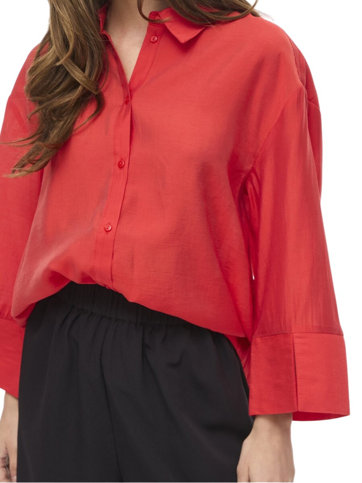 Rode blouse met driekwart mouwen Viaspyn Vila