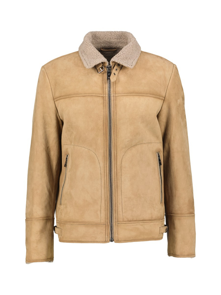 Beige lederen vest Milestone 