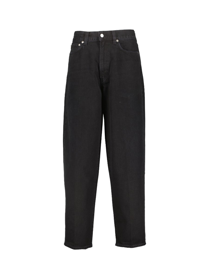 Zwarte tapered fit jeans met hoge taille Agole 