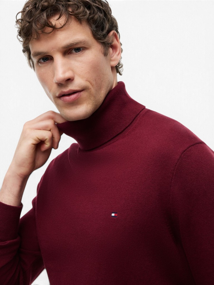 Bordeaux pull met rolkraag Tommy