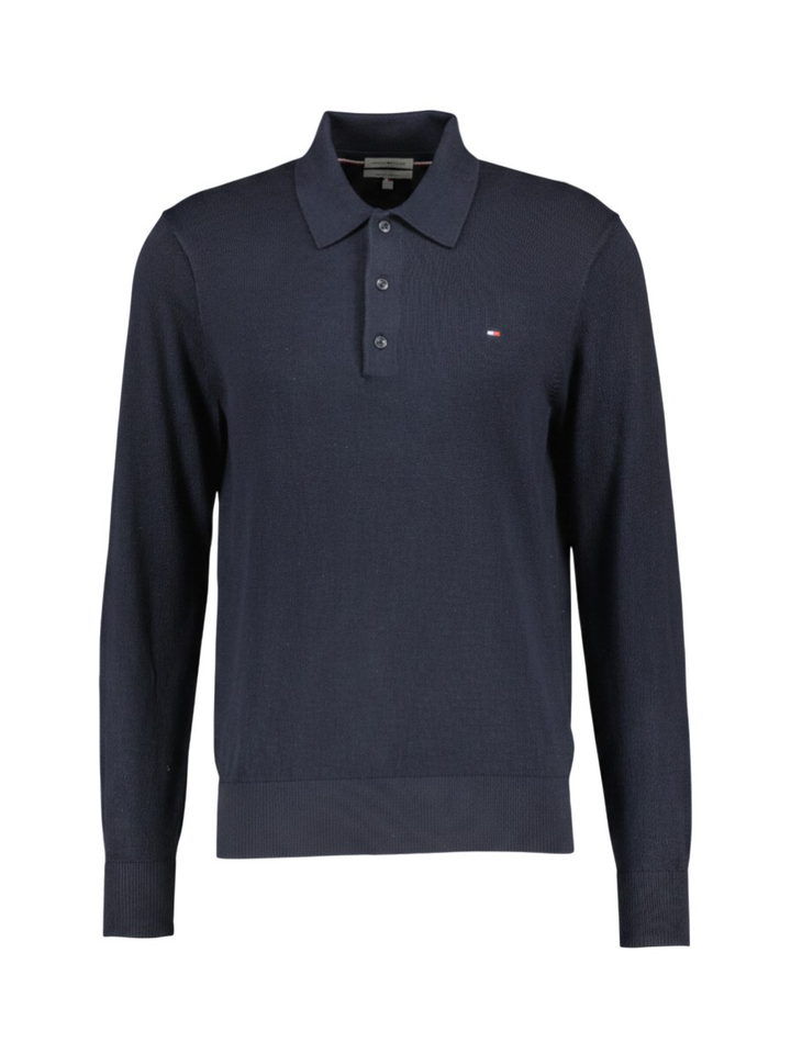 Donkerblauwe polo met lange mouwen Tommy Hilfiger
