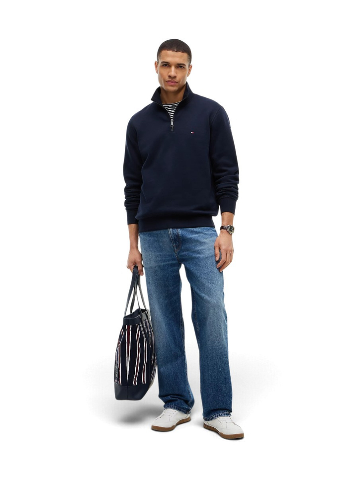 Donkerblauwe sweater met korte rits Tommy Hilfiger 