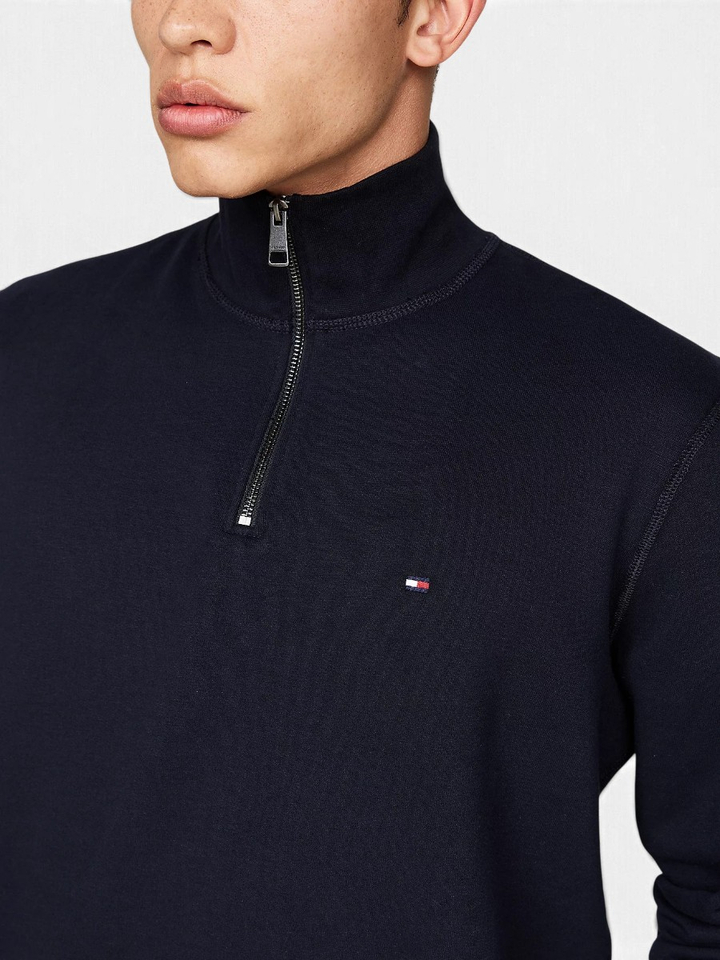 Donkerblauwe sweater met korte rits Tommy Hilfiger 