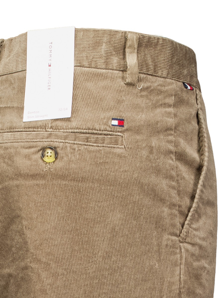 Beige velours straight fit broek Tommy Hilfiger