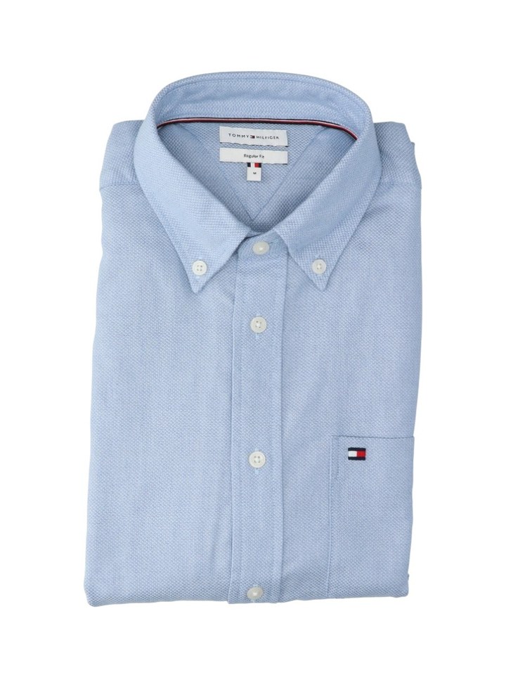 Lichtblauw katoenen hemd (regular fit) met lange mouwen Tommy Hilfiger