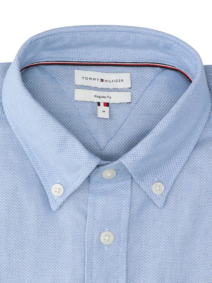 Lichtblauw katoenen hemd (regular fit) met lange mouwen Tommy Hilfiger