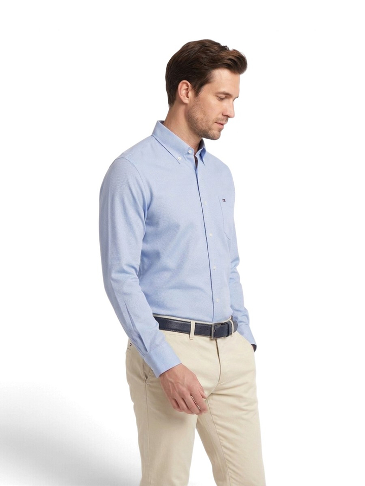 Lichtblauw katoenen hemd (regular fit) met lange mouwen Tommy Hilfiger