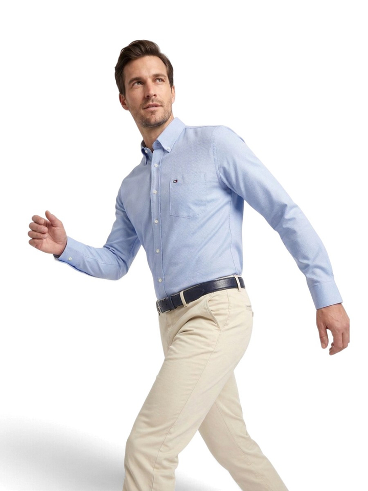 Lichtblauw katoenen hemd (regular fit) met lange mouwen Tommy Hilfiger