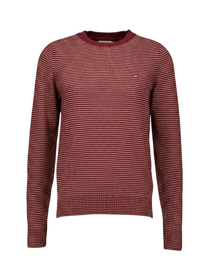 Burgundy wollen trui met fijne beige streepjes Tommy Hilfiger