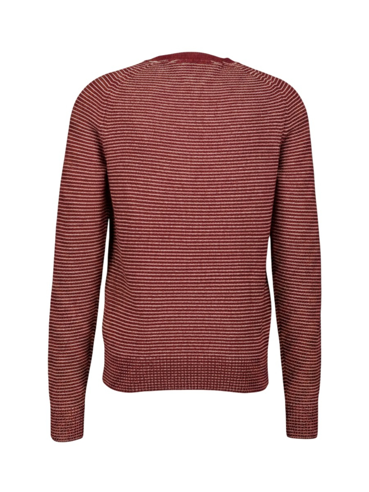 Burgundy wollen trui met fijne beige streepjes Tommy Hilfiger
