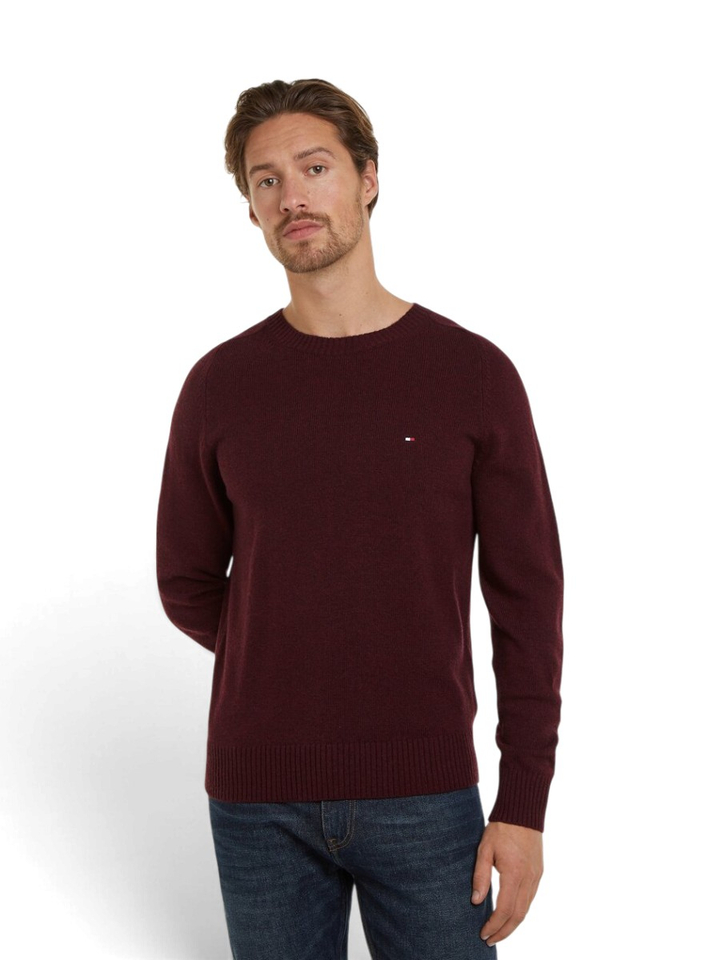 Burgundy wollen trui met ronde hals Tommy Hilfiger
