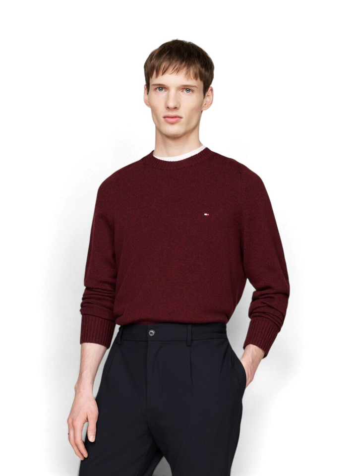 Burgundy wollen trui met ronde hals Tommy Hilfiger
