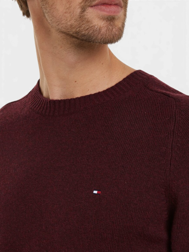 Burgundy wollen trui met ronde hals Tommy Hilfiger