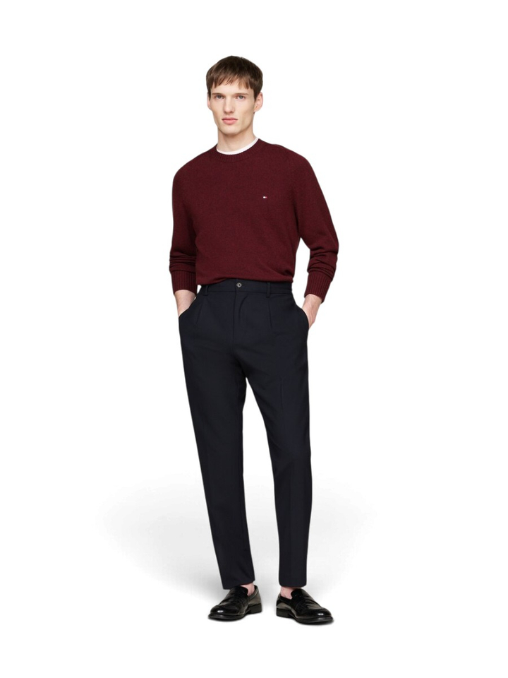 Burgundy wollen trui met ronde hals Tommy Hilfiger