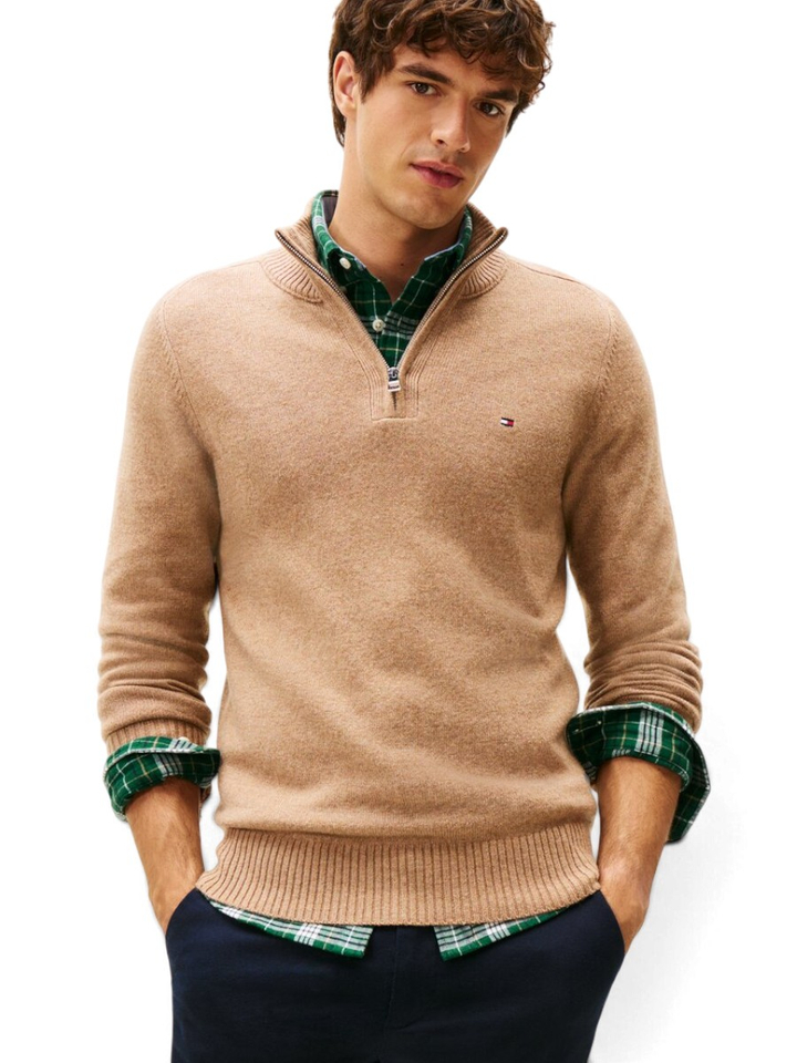 Beige trui met ritssluiting Zip Tommy 