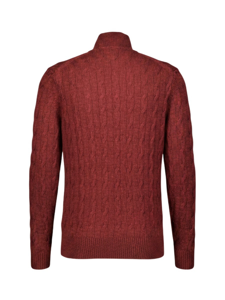 Bordeaux wollen trui met half-zip en kabelmotief Tommy Hilfiger