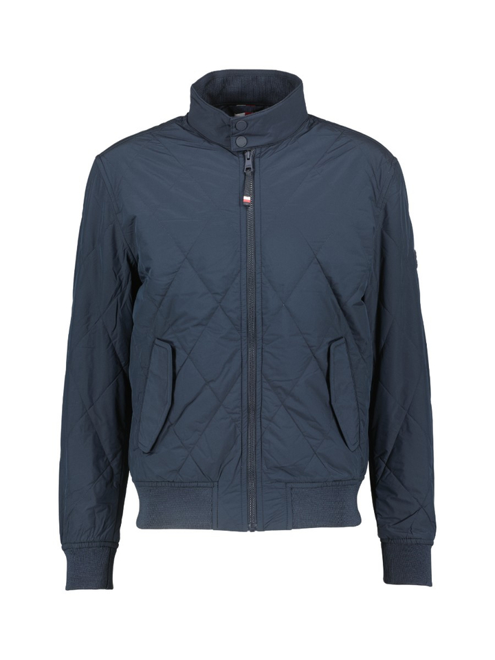 Donkerblauwe jas met geruit stikmotief Tommy Hilfiger
