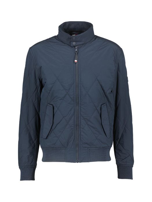 Donkerblauwe jas met geruit stikmotief Tommy Hilfiger