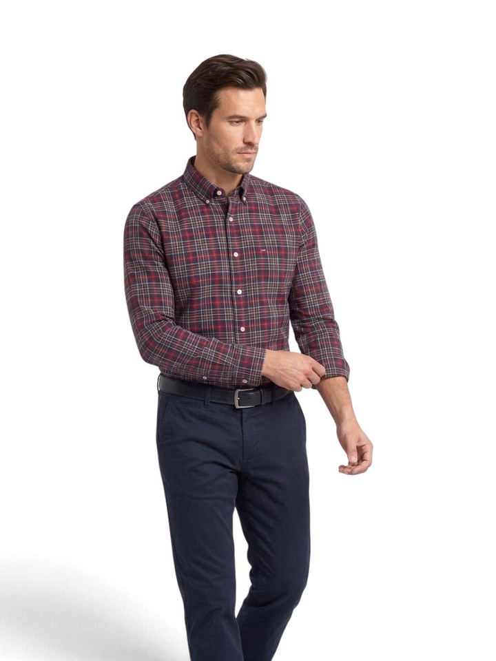 Blauw/rood geruit hemd (regular fit) met lange mouwen Tommy Hilfiger 