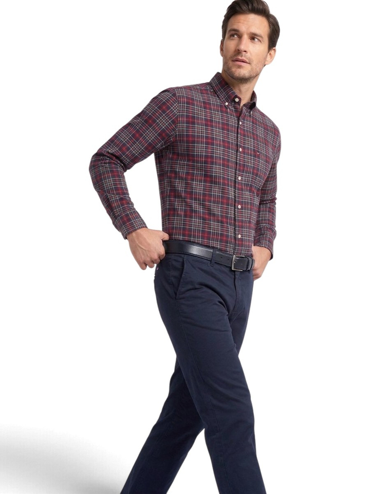 Blauw/rood geruit hemd (regular fit) met lange mouwen Tommy Hilfiger 