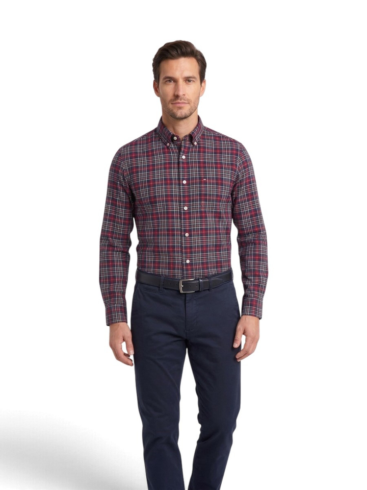 Blauw/rood geruit hemd (regular fit) met lange mouwen Tommy Hilfiger 