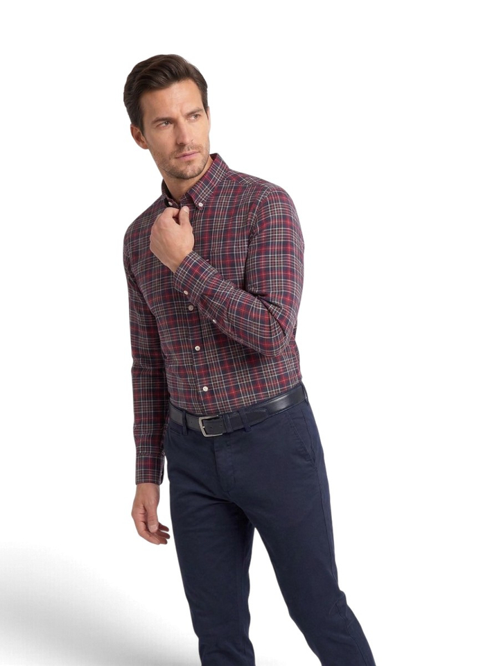 Blauw/rood geruit hemd (regular fit) met lange mouwen Tommy Hilfiger 