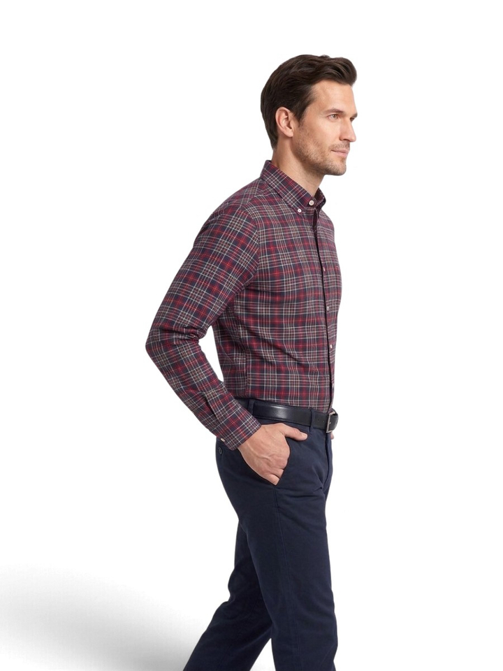 Blauw/rood geruit hemd (regular fit) met lange mouwen Tommy Hilfiger 