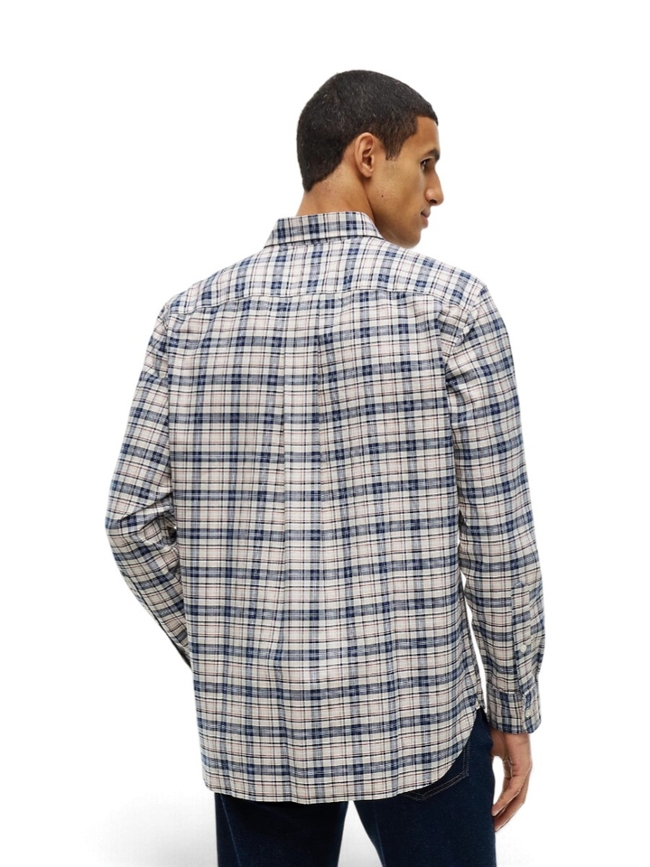 blauw beige katoenen hemd ( regular fit)  in ruitmotief Tommy Hilfiger 