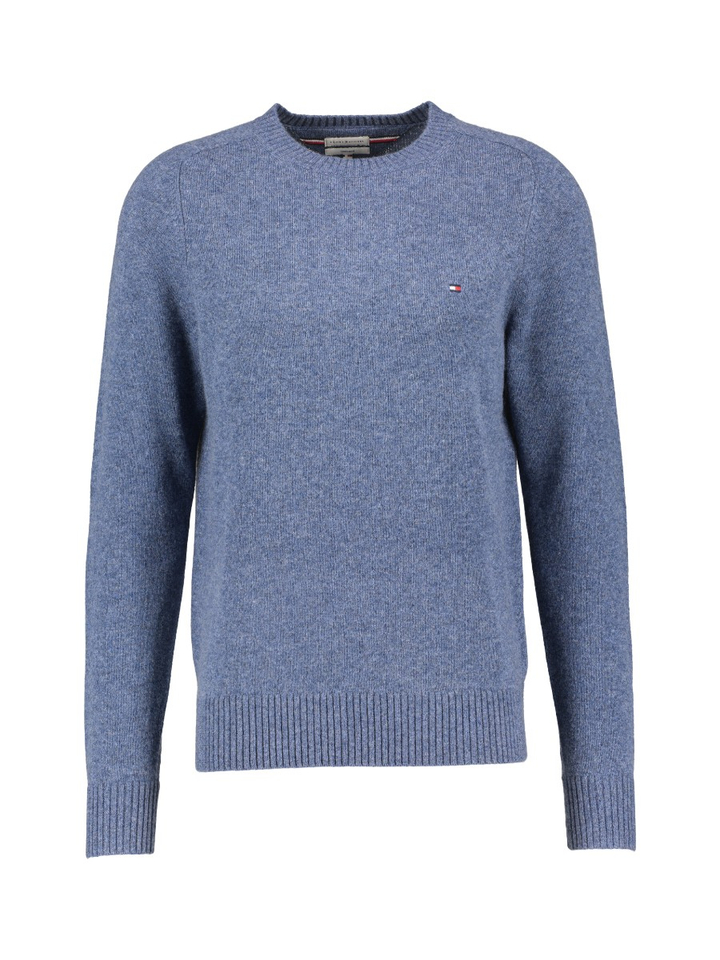 Jeansblauwe trui met lange mouwen en ronde hals Tommy Hilfiger