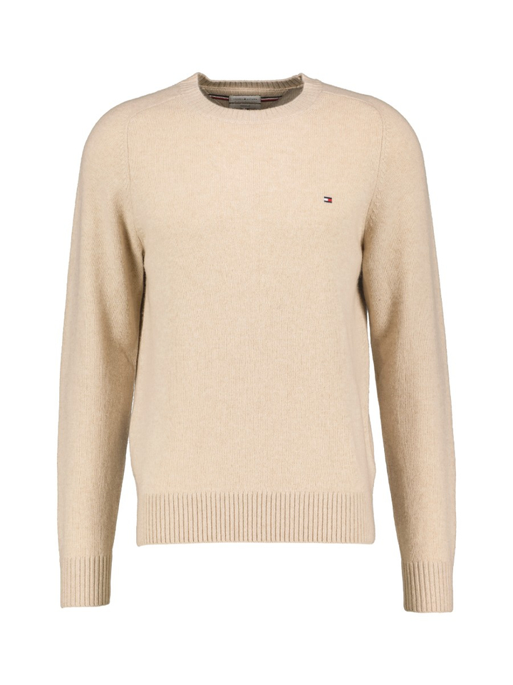 Beige wollen trui met ronde hals en lange mouwen Tommy Hilfiger