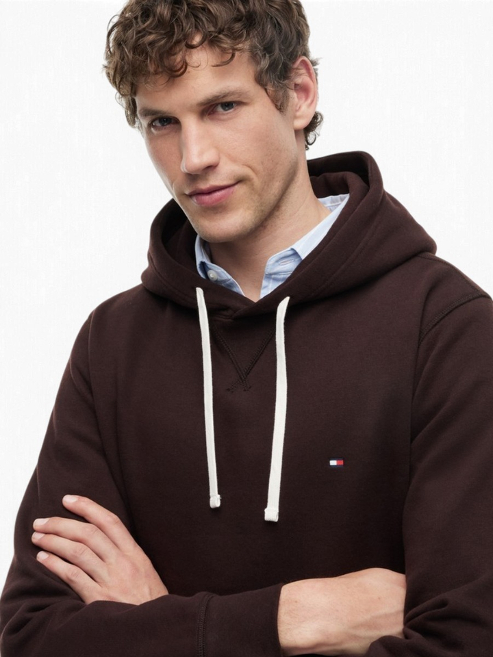 Donkerbruine trui met kap Tommy Hilfiger