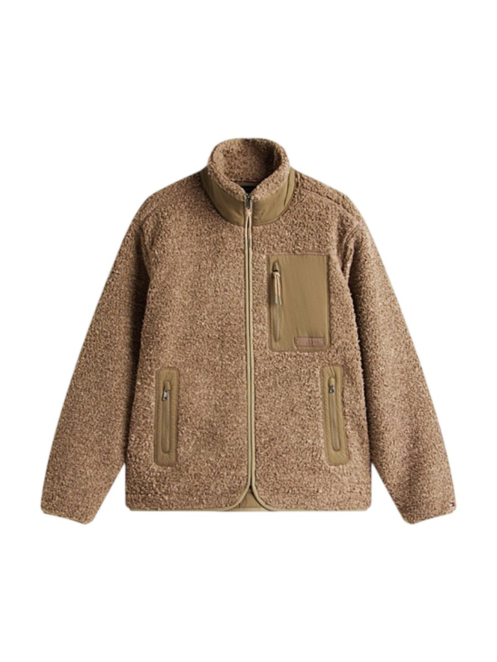 Taupekleurige teddy fleece sweatshirt met rits Tommy