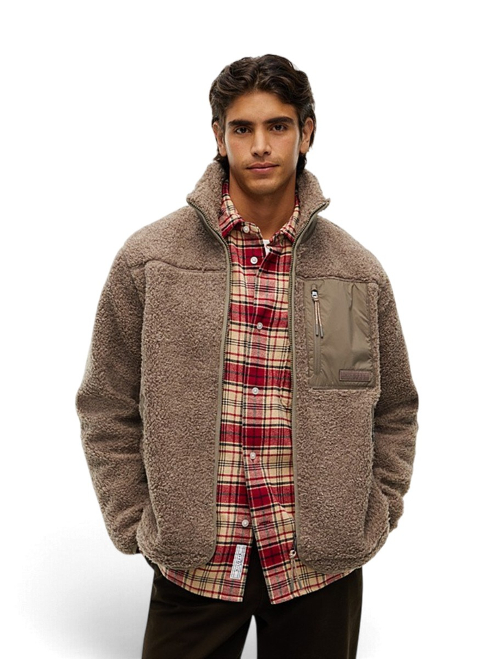 Taupekleurige teddy fleece sweatshirt met rits Tommy