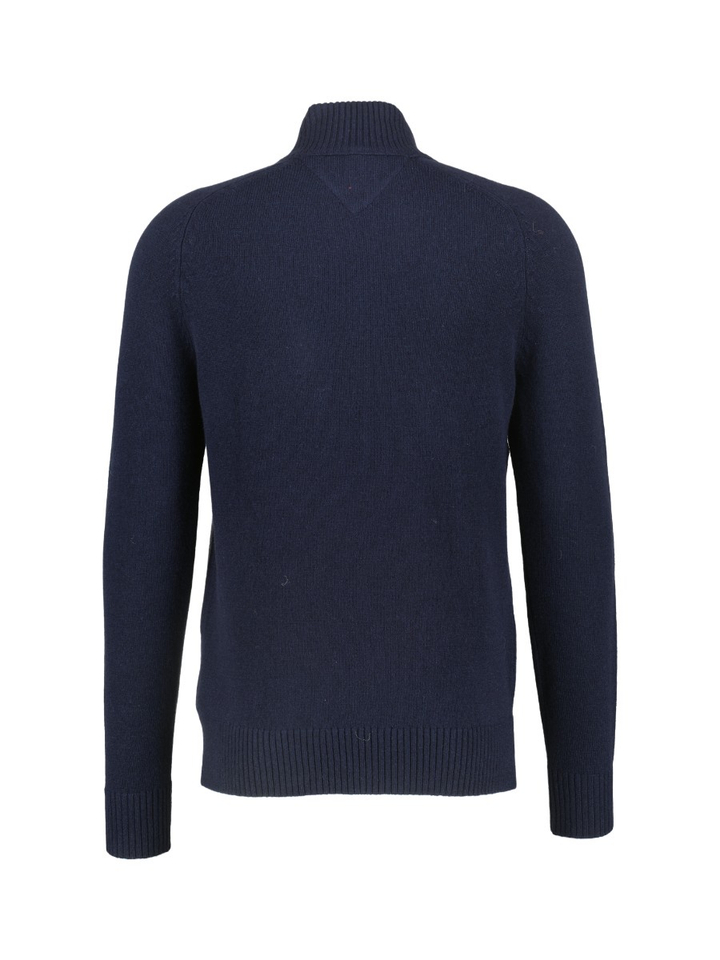 Blauwe wollen trui met korte rits Tommy Hilfiger