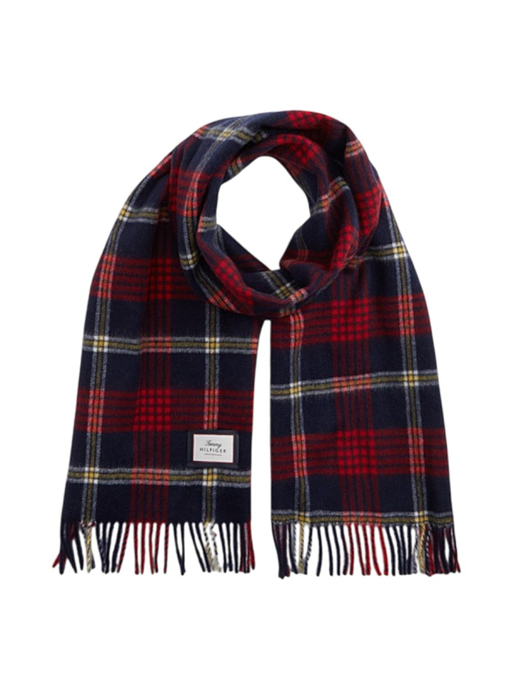 Zwart blauw geruite sjaal Tommy Hilfiger